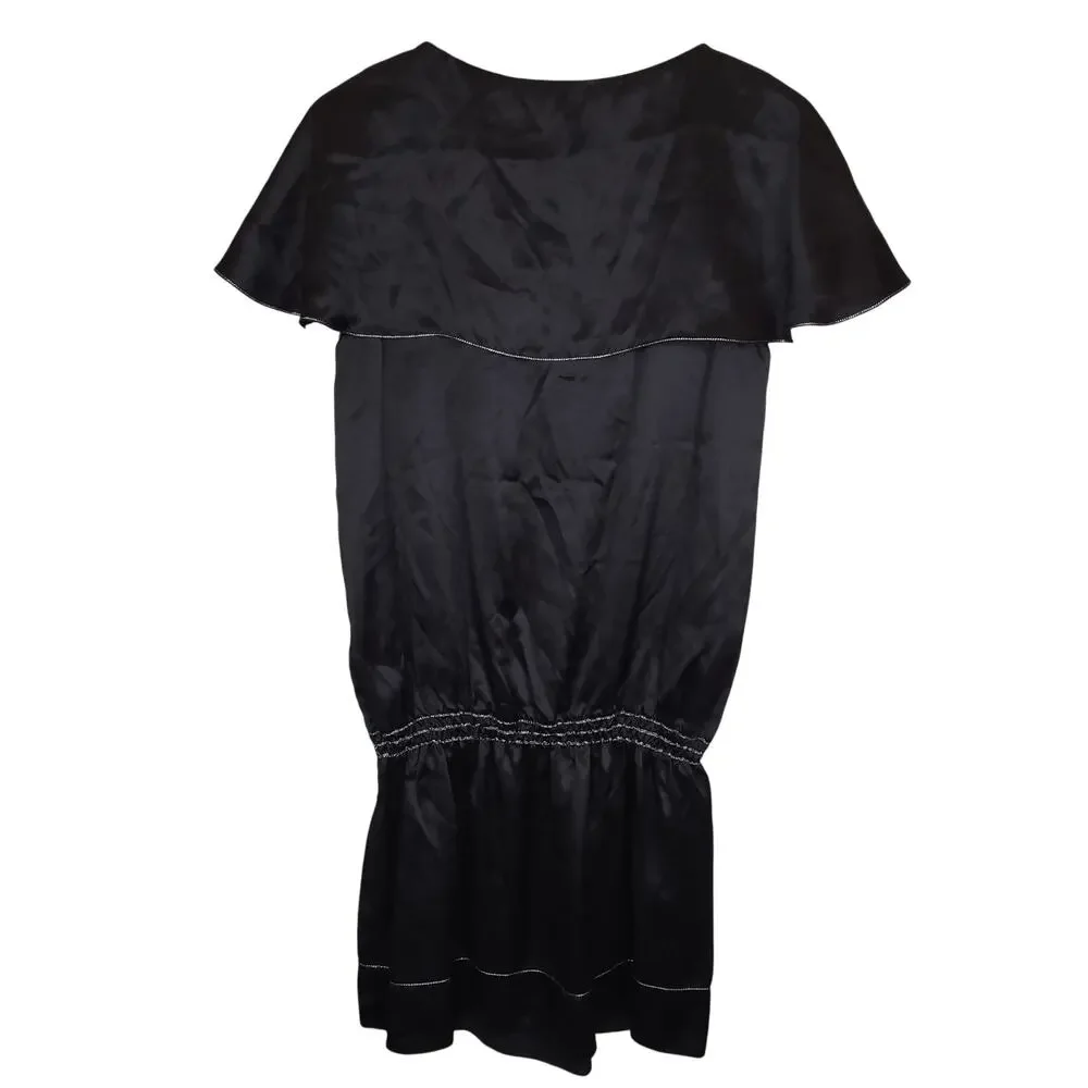 Vintage Studio M Womens 100% Silk Drop Waist Mini Dress Large Boho Whimsigoth